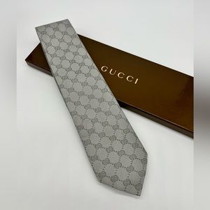 Gucci Monogram GG Grey Neck Tie
